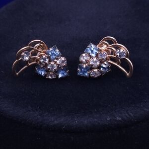 Elegant Gold and Blue Crystal Earrings
